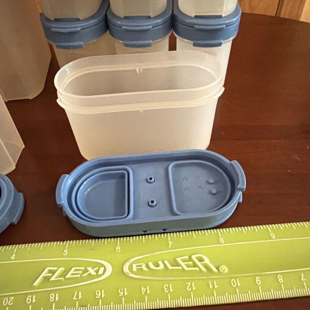 Tupperware Vintage Classic Blue Modular Mates Spice Shaker Containers Set of 20! - Picture 10 of 13
